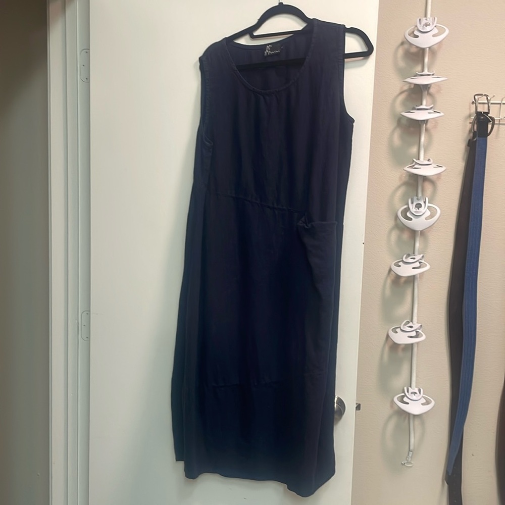 Navy linen dress